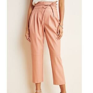 Anthropologie BlankNYC Chelsea Tapered Faux Leather Pleated Ankle Pant New 27